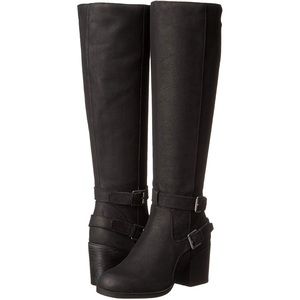 Steven by Steve Madden Leather Heeled Boot Black